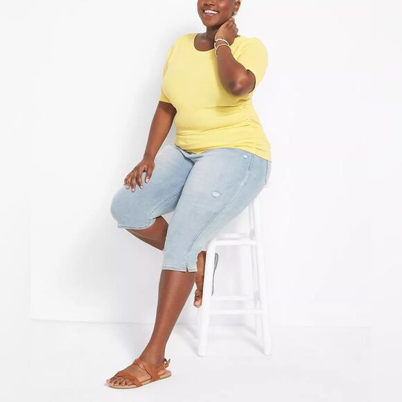 Lane Bryant - Boat Neck Side Ruched RibTee - Picture 3 of 5